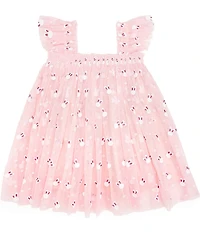 Sweet Wink Little Girls Cap Sleeve Bunny-Embroidered Tulle Dress