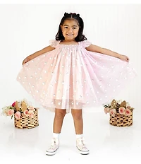 Sweet Wink Little Girls Cap Sleeve Bunny-Embroidered Tulle Dress