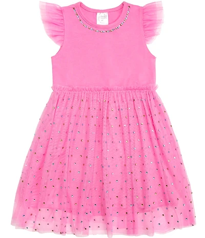 Sweet Wink Little Girls Flutter-Sleeve Embellished Tutu Dress