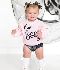 Sweet Wink Little Girls Halloween-Themed Boo Knit Sweater