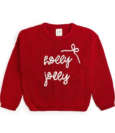 Sweet Wink Little Girls Holly Jolly Bow Christmas Knit Sweater