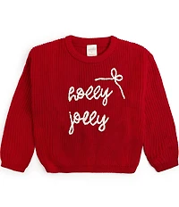 Sweet Wink Little Girls Holly Jolly Bow Christmas Knit Sweater