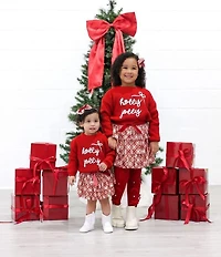 Sweet Wink Little Girls Holly Jolly Bow Christmas Knit Sweater