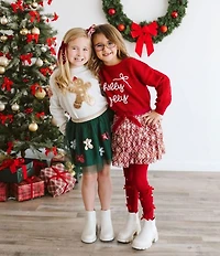 Sweet Wink Little Girls Holly Jolly Bow Christmas Knit Sweater
