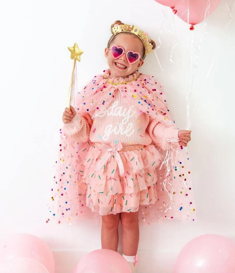 Sweet Wink Little Girls Long-Sleeve Birthday Girl Sprinkle Knit Sweater