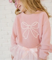 Sweet Wink Little Girls Long Sleeve Coquette Bow Sweater