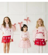 Sweet Wink Little Girls Long Sleeve Coquette Merry Christmas Knit Sweater