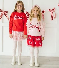 Sweet Wink Little Girls Long Sleeve Coquette Merry Christmas Knit Sweater