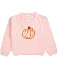 Sweet Wink Little Girls Long-Sleeve Coquette Pumpkin Knit Sweater