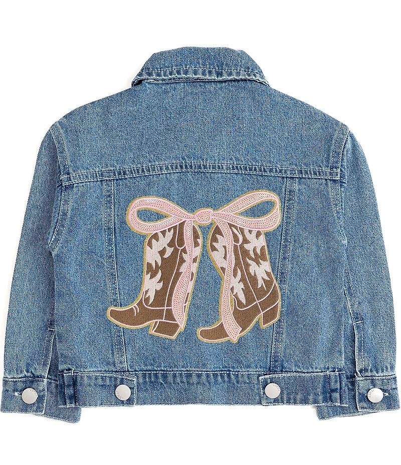 Sweet Wink Little Girls Long Sleeve Cowgirl Cutie Denim Jacket