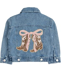Sweet Wink Little Girls Long Sleeve Cowgirl Cutie Denim Jacket