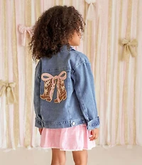 Sweet Wink Little Girls Long Sleeve Cowgirl Cutie Denim Jacket