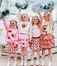 Sweet Wink Little Girls Long-Sleeve Football/Bows Patches Knit Sweater