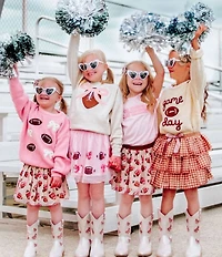 Sweet Wink Little Girls Long-Sleeve Football/Bows Patches Knit Sweater
