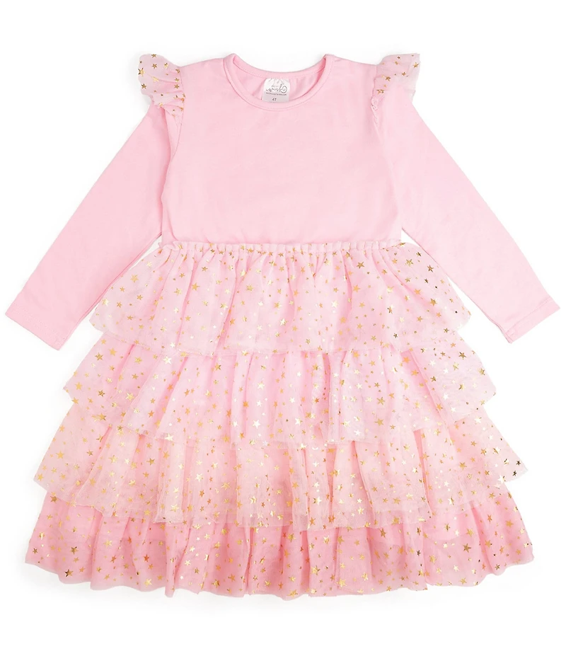 Sweet Wink Little Girls Long Sleeve Prink Princess Tiered Tutu Dress