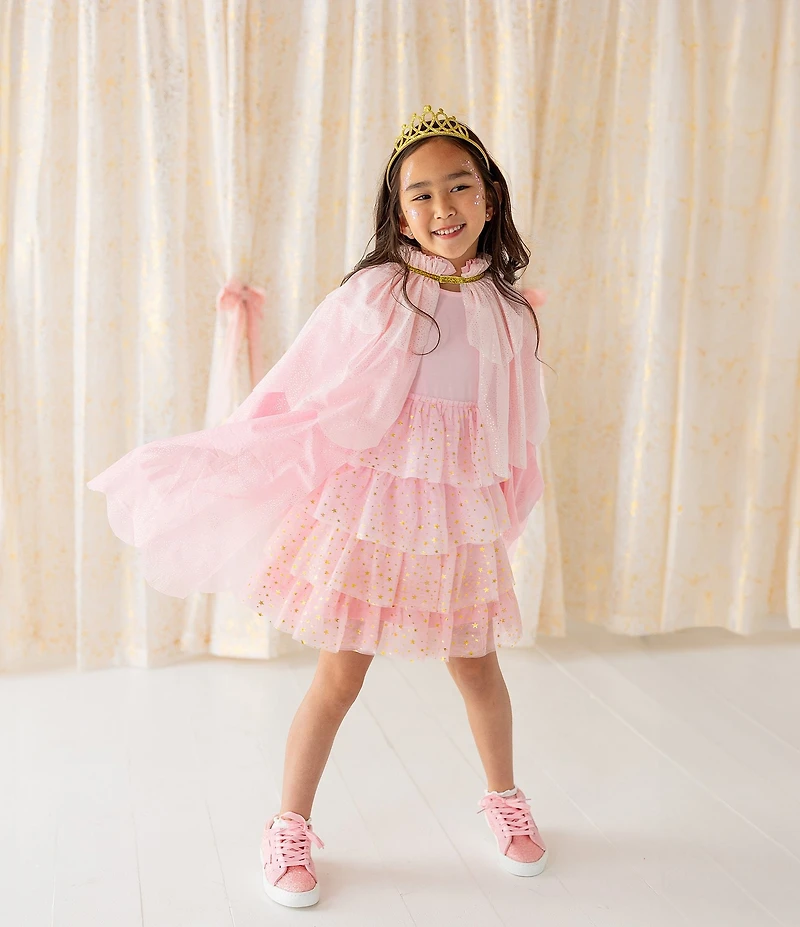 Sweet Wink Little Girls Long Sleeve Prink Princess Tiered Tutu Dress