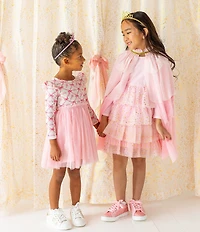 Sweet Wink Little Girls Long Sleeve Prink Princess Tiered Tutu Dress