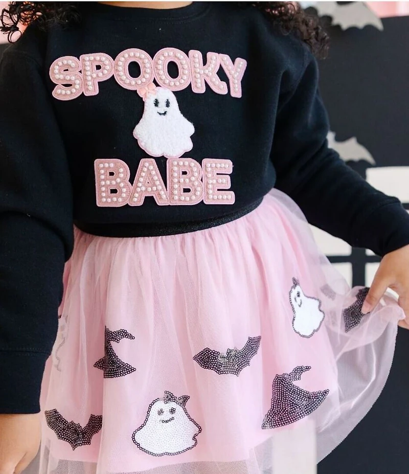 Sweet Wink Little Girls Long Sleeve Spooky Babe Sweatshirt
