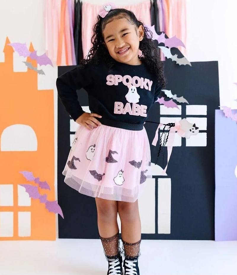 Sweet Wink Little Girls Long Sleeve Spooky Babe Sweatshirt