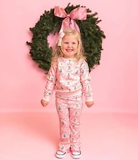 Sweet Wink Little Girls Pink Velvet Pearl Bow Clip