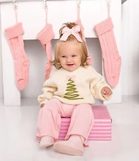 Sweet Wink Little Girls Pink Velvet Pearl Bow Clip