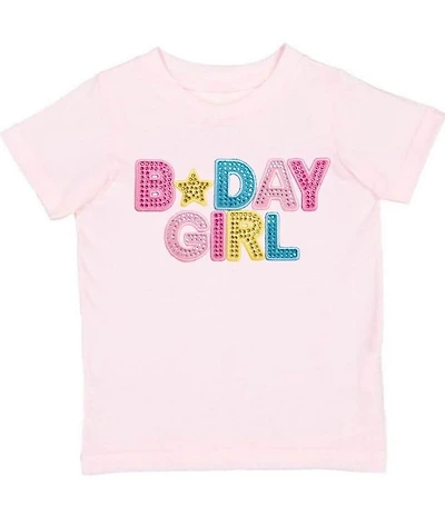 Sweet Wink Little Girls Rhinestone Embellished B Day Girl Patch T-Shirt