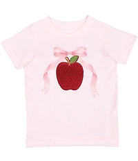 Sweet Wink Little Girls Short Sleeve Apple Rhinestone Patch T-Shirt