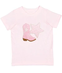 Sweet Wink Little Girls Short Sleeve Cowgirl Boot and Star T-Shirt