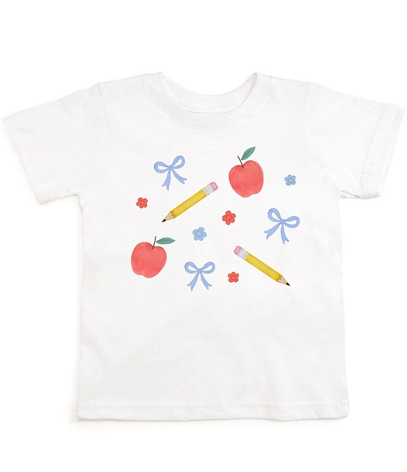 Sweet Wink Little Girls Short Sleeve Ditsy Floral Back To School T-Shirt