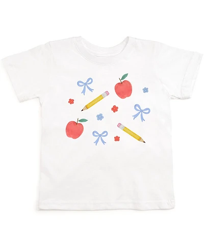 Sweet Wink Little Girls Short Sleeve Ditsy Floral Back To School T-Shirt