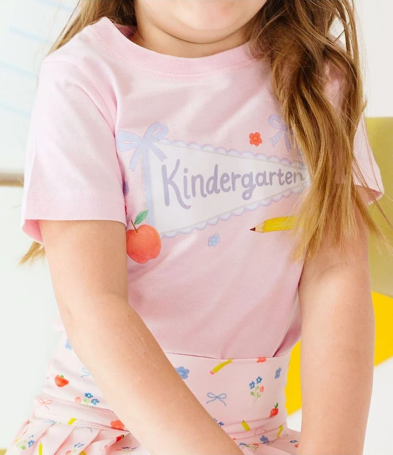 Sweet Wink Little Girls Short Sleeve Kindergarten Pennant T-Shirt