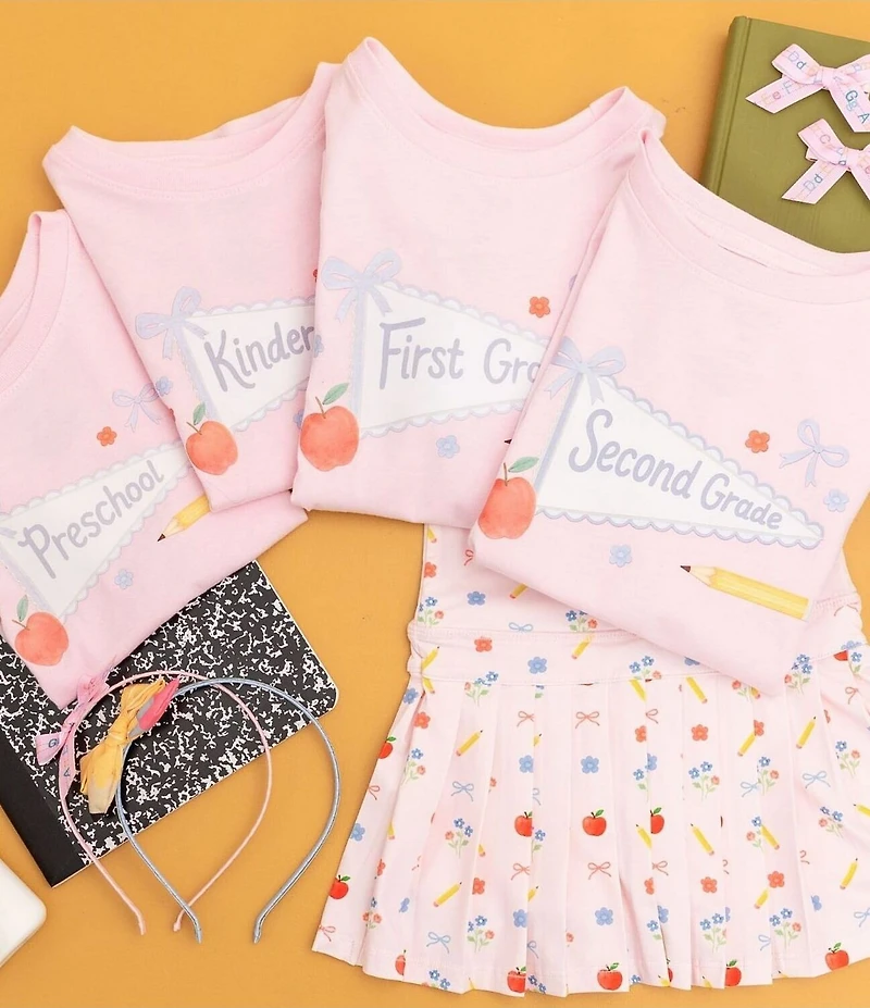 Sweet Wink Little Girls Short Sleeve Kindergarten Pennant T-Shirt