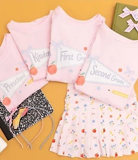 Sweet Wink Little Girls Short Sleeve Kindergarten Pennant T-Shirt