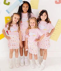 Sweet Wink Little Girls Short Sleeve Kindergarten Pennant T-Shirt