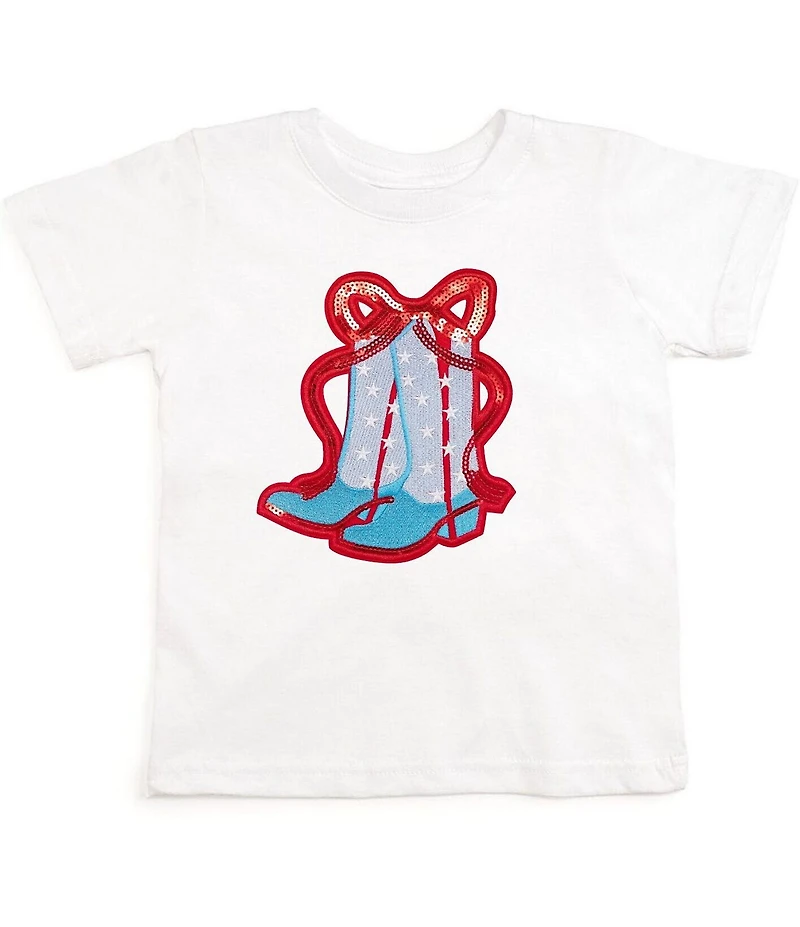 Sweet Wink Little Girls Short-Sleeve Patriotic Americana Cowgirl Boots T-Shirt