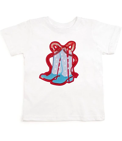 Sweet Wink Little Girls Short-Sleeve Patriotic Americana Cowgirl Boots T-Shirt