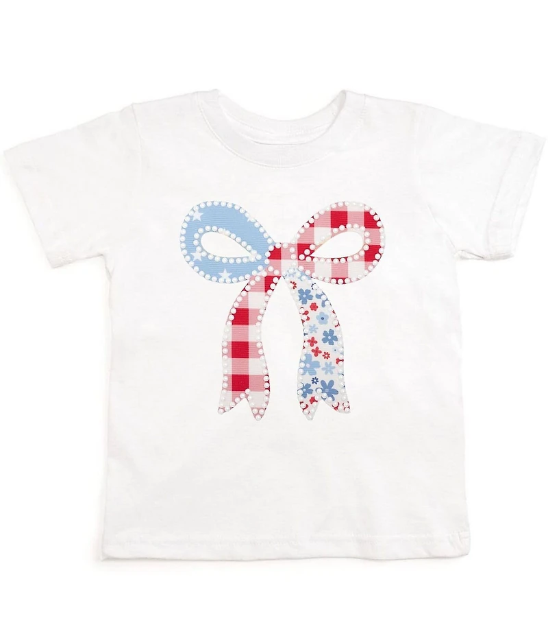 Sweet Wink Little Girls Short-Sleeve Patriotic Americana Star Patch T-Shirt