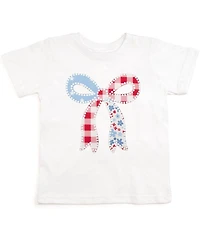 Sweet Wink Little Girls Short-Sleeve Patriotic Americana Star Patch T-Shirt