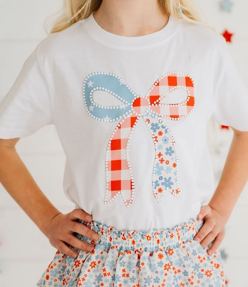 Sweet Wink Little Girls Short-Sleeve Patriotic Americana Star Patch T-Shirt