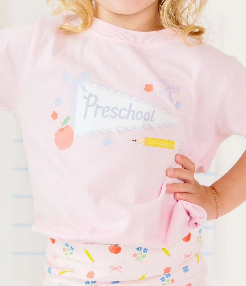 Sweet Wink Little Girls Short Sleeve Preschool Pennant T-Shirt