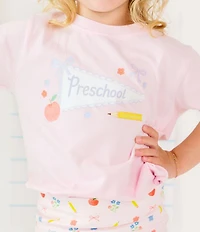 Sweet Wink Little Girls Short Sleeve Preschool Pennant T-Shirt