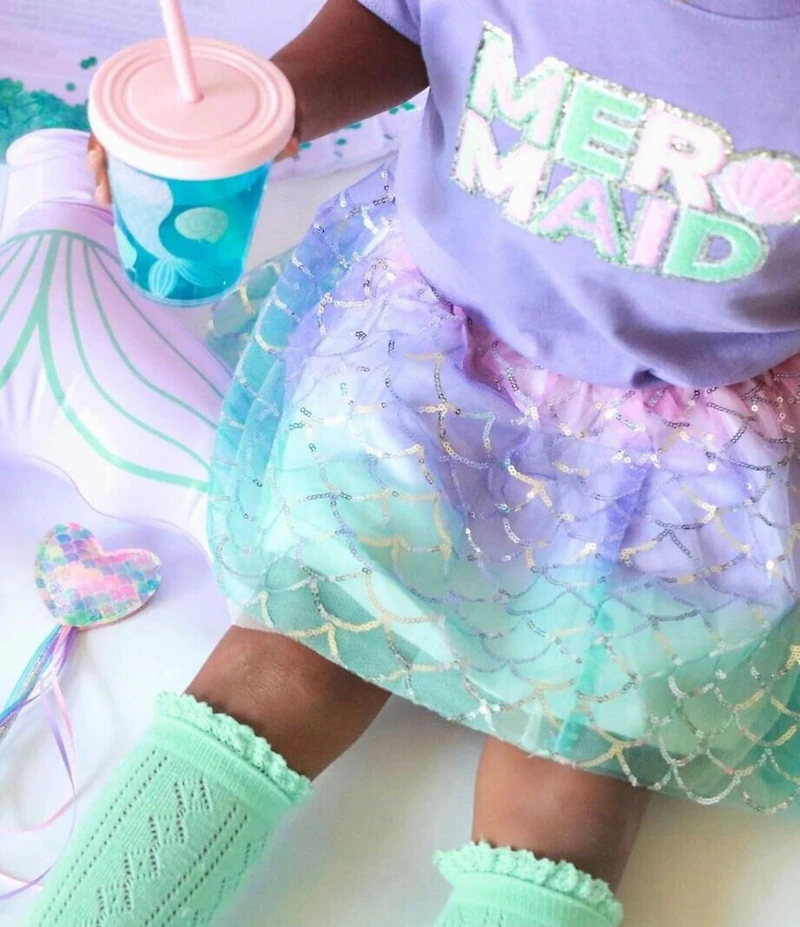 Sweet Wink Little/Big Girls Sparkling Mermaid Tutu Skirt