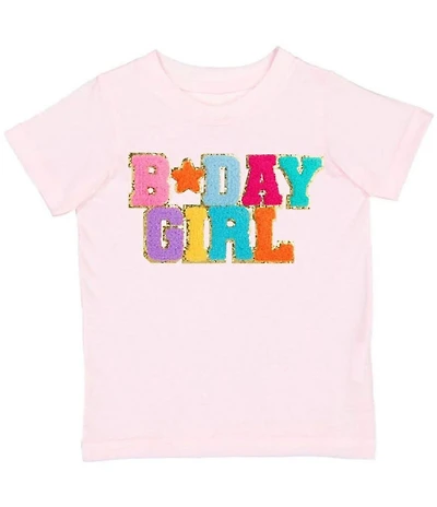 Sweet Wink Little/Big Girls Short Sleeve Birthday Girl Patch T-Shirt