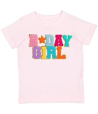 Sweet Wink Little/Big Girls Short Sleeve Birthday Girl Patch T-Shirt