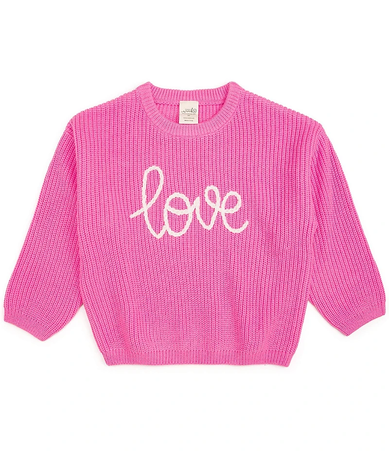 Sweet Wink Little/Big Girls Long Sleeve Love Oversized Yarn-Knit Sweater