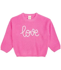 Sweet Wink Little/Big Girls Long Sleeve Love Oversized Yarn-Knit Sweater