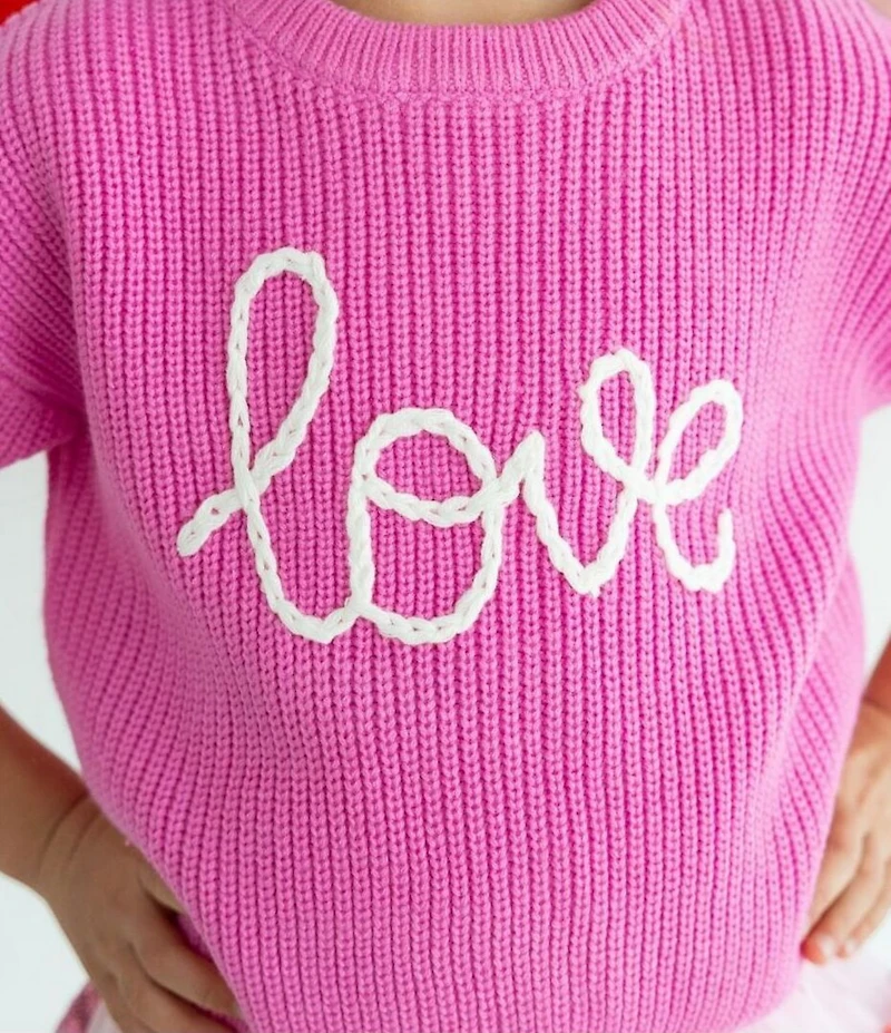 Sweet Wink Little/Big Girls Long Sleeve Love Oversized Yarn-Knit Sweater