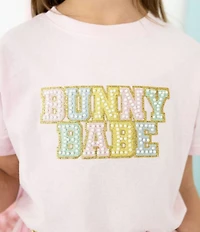 Sweet Wink Little/Big Girls Short Sleeve Easter Bunny Babe Patch Easter T-Shirt