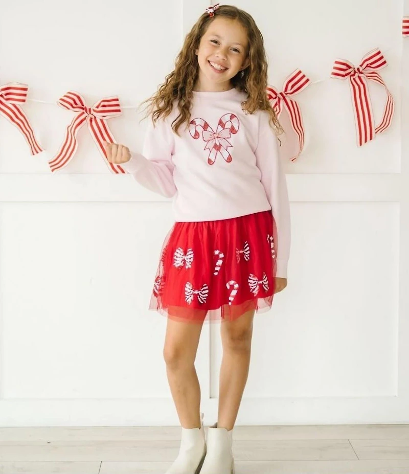 Sweet Wink Little/Big Girls Candy Cane Coquette Sequin Christmas Tutu