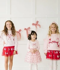 Sweet Wink Little/Big Girls Candy Cane Coquette Sequin Christmas Tutu